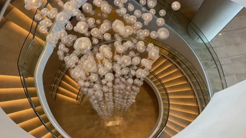 Spiral case leading down with lights in the middle Stock Footage 202549503