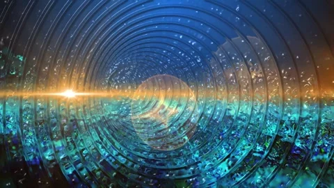 Spiral of changing coordinates of space and time Stock Footage 276615234