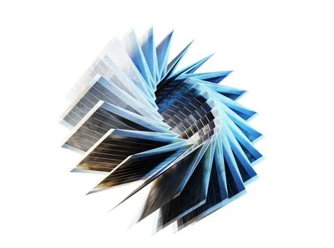 Spiral circular pattern of sharp panels in rotation Illustrazione stock
