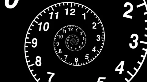 Spiral clock vortex illusion motion graphics with plain black background Stock Footage 317226353