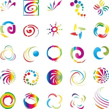 Spiral collection, logo, spirals, services, multimedia, logo collection Stock Illustration