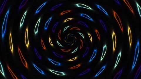 Spiral of colorful light patterns on a dark background Stock Footage 338233619
