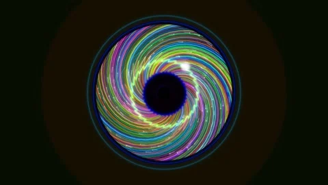 Spiral of colorful lights creating a vortex in dark background Stock Footage 337301507