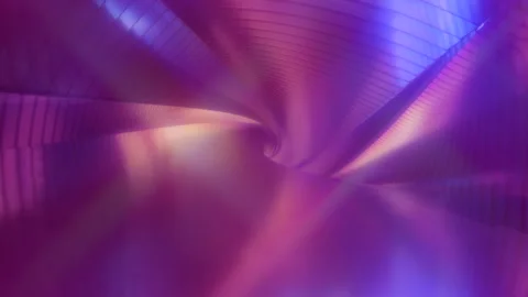 Spiral colorful Tunnel Loop. Reflective and Shiny facets in blue and orange hues Stock Footage 264808690