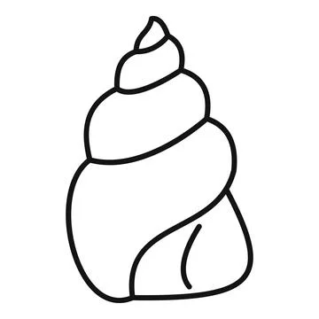 Spiral conch seashell ocean line art drawing Stock Illustration