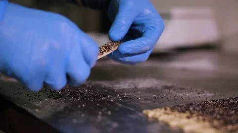 Spiral confection, the Baker's hands, the process Close-up Stock-Footage 106469213