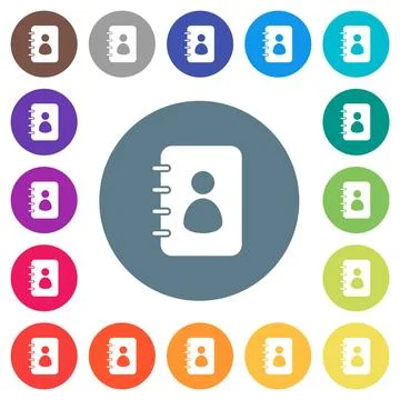 Spiral contact book solid flat white icons on round color backgrounds イラスト素材