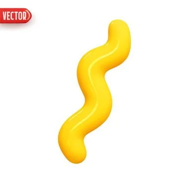 Spiral curve line decorative element yellow color. Realistic 3d design In pla Stock Illustration