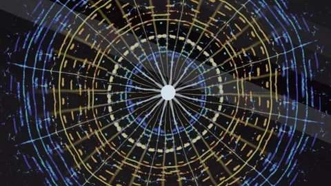 Spiral design with colorful lines creating a circular pattern Stock Footage 337389284