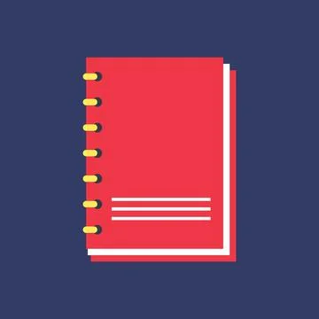 Spiral Diary Planner Notebook Flat Vector Icon Stock Illustration