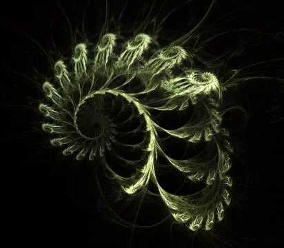 Spiral digital art. An abstract computer generated modern spiral fractal elem 스톡 일러스트