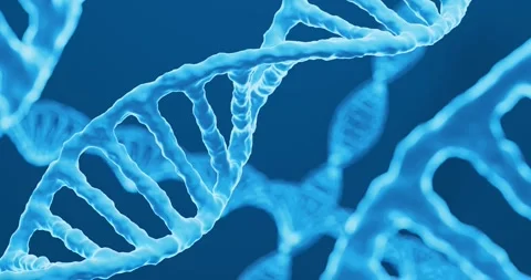 Spiral DNA molecule in motion on blue background. Helix structure of genetic Video stock 276234426