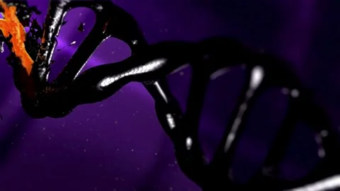 Spiral DNA molecule in motion on blue background. Stock Footage 311324133