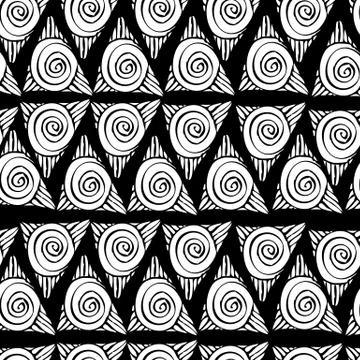 Spiral doodle. Seamless pattern. Hand drawing. Stock Illustration