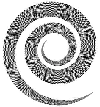 Spiral element with checkered texture. Squares following its path. Stock Illustration