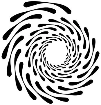 Spiral element. Concentric swirling shape with lines rotating inwards. Helix, Stock Illustration