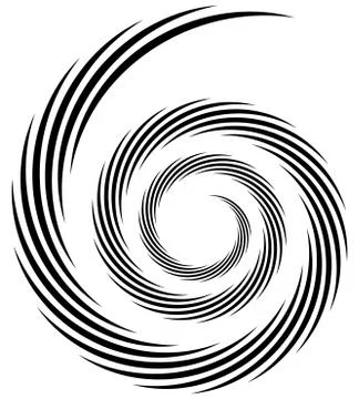 Spiral element. Concentric swirling shape with lines rotating inwards. Helix, Stock Illustration