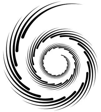 Spiral element. Concentric swirling shape with lines rotating inwards. Helix, Stock Illustration