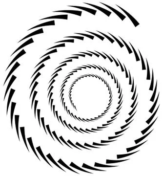 Spiral element. Concentric swirling shape with lines rotating inwards. Helix, Stock Illustration