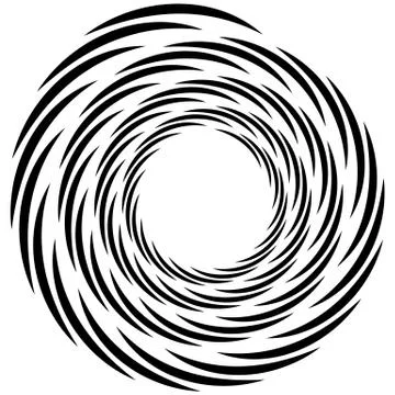 Spiral element. Concentric swirling shape with lines rotating inwards. Helix, Stock Illustration