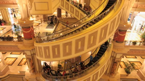 Spiral Escalator at the Forum Shops Stock Footage 1485892