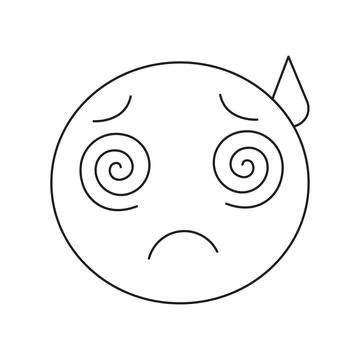 Spiral Eyes Dizzy Face Vector Stroke Illustration for Nausea and Confusion .. Illustrazione stock