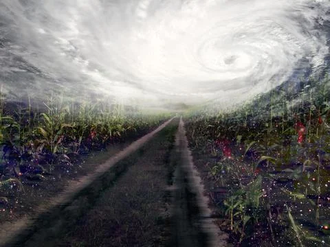 Spiral galaxy above the fields fantasy Stock Photos