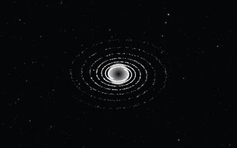 Spiral galaxy and deep space cosmos. Glowing white celestial vortex with st.. Stockillustratie