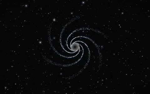 Spiral galaxy and deep space stars. Swirling cosmic vortex with white stars.. Stock Illustration