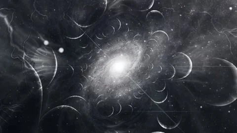 Spiral galaxy and planets Stock Footage 152176726