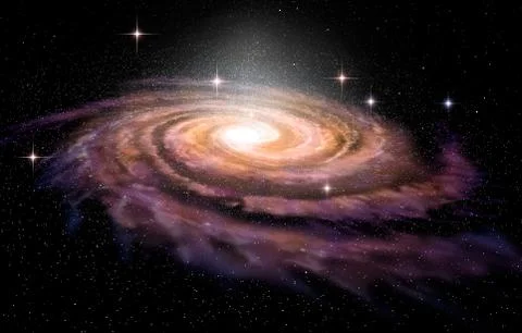 Spiral Galaxy in deep spcae, 3D illustration Stock Illustration