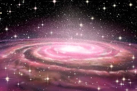 Spiral Galaxy in deep spcae, 3D illustration イラスト素材