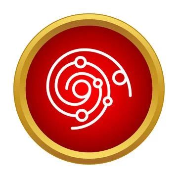 Spiral galaxy solar system orbits icon red background Stock Illustration