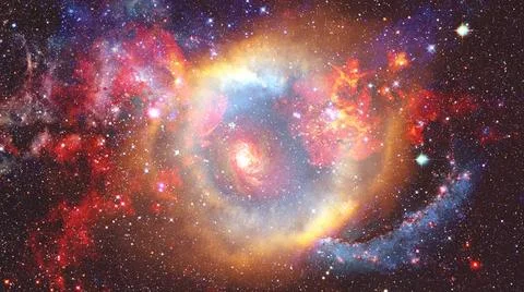 Spiral galaxy in space. Elements of this image furnished by NASA. Spiral g... Stock Photos