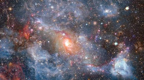 Spiral galaxy in space. Elements of this image furnished by NASA. Spiral g... 스톡 사진