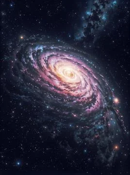Spiral galaxy in the space Stock Illustration