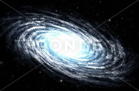 Spiral galaxy with stars somewhere in deep space - fantastic universe concept Stock Illustration