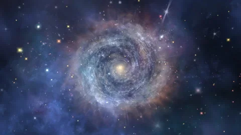 Spiral Galaxy Vortex in Deep Space With Nebula Clouds Stock Footage 332342690