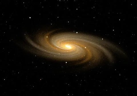 Spiral Galaxy Vortex in Deep Space With Bright Core and Sweeping Swirls. 3D.. Stock Illustration
