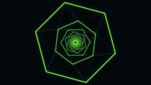 Spiral geometric pattern with green lines on dark background Stockbeeldmateriaal 337072534