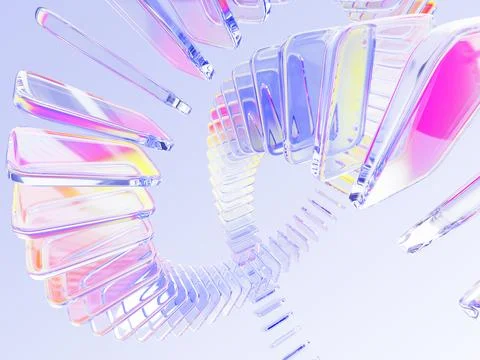 Spiral glass array effect - rainbow square or rectangle 3d shapes with gradient Illustration