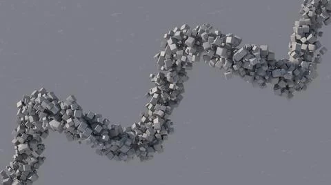 Spiral with gray cubes. Textured background. Abstract illustration, 3d render Stock Illustration
