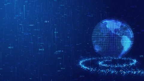 Spiral Grid Globe Rotation Binary Number Light Flare Animation Stock Footage 315415657