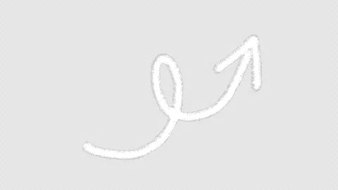 Spiral hand drawn white arrow doodle animation on transparent background. Alpha Video stock 337121135