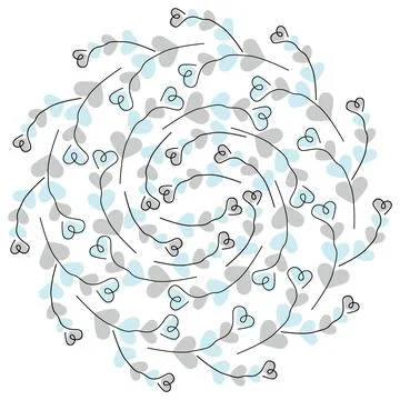 Spiral Heart Leaf Pattern Hand Drawn Circle Background Botanical Doodle Design 스톡 일러스트