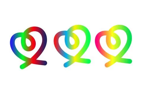 Spiral Heart Loop  Colorful Gradient Abstract Symbol Trio Design 스톡 일러스트