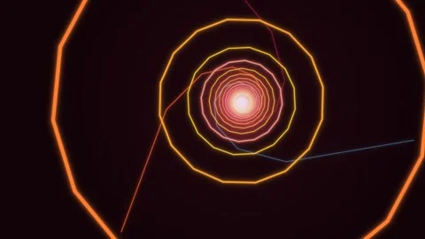 Spiral light design in red and orange with geometric lines Stock Footage 337301268