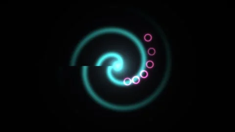 Spiral light pattern with glowing rings on a dark Stock Footage 338330402