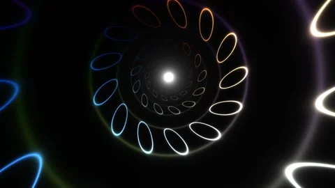 Spiral light patterns in dark background create visual Stock Footage 338006275
