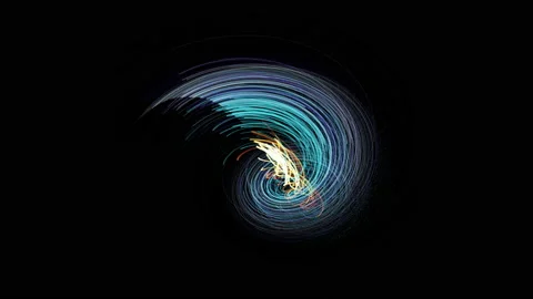 Spiral Light Stripes Multicolor Swirling  in space,Networking and Fiber Optics Stock Footage 167342510